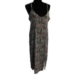 Animal Print Bobeau Rayon Midi Slip Dress with slit size XL